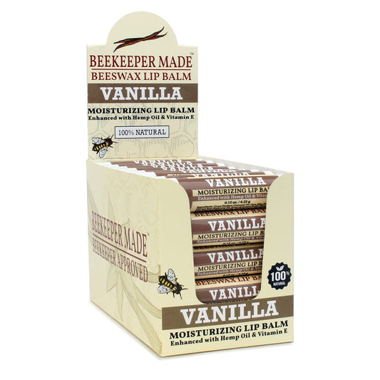 Beekeeper Made Beeswax Bulk Lip Balm, 40 Count | For Men, Women, and Children. Great for Gifts, Showers, & More (Vanilla)