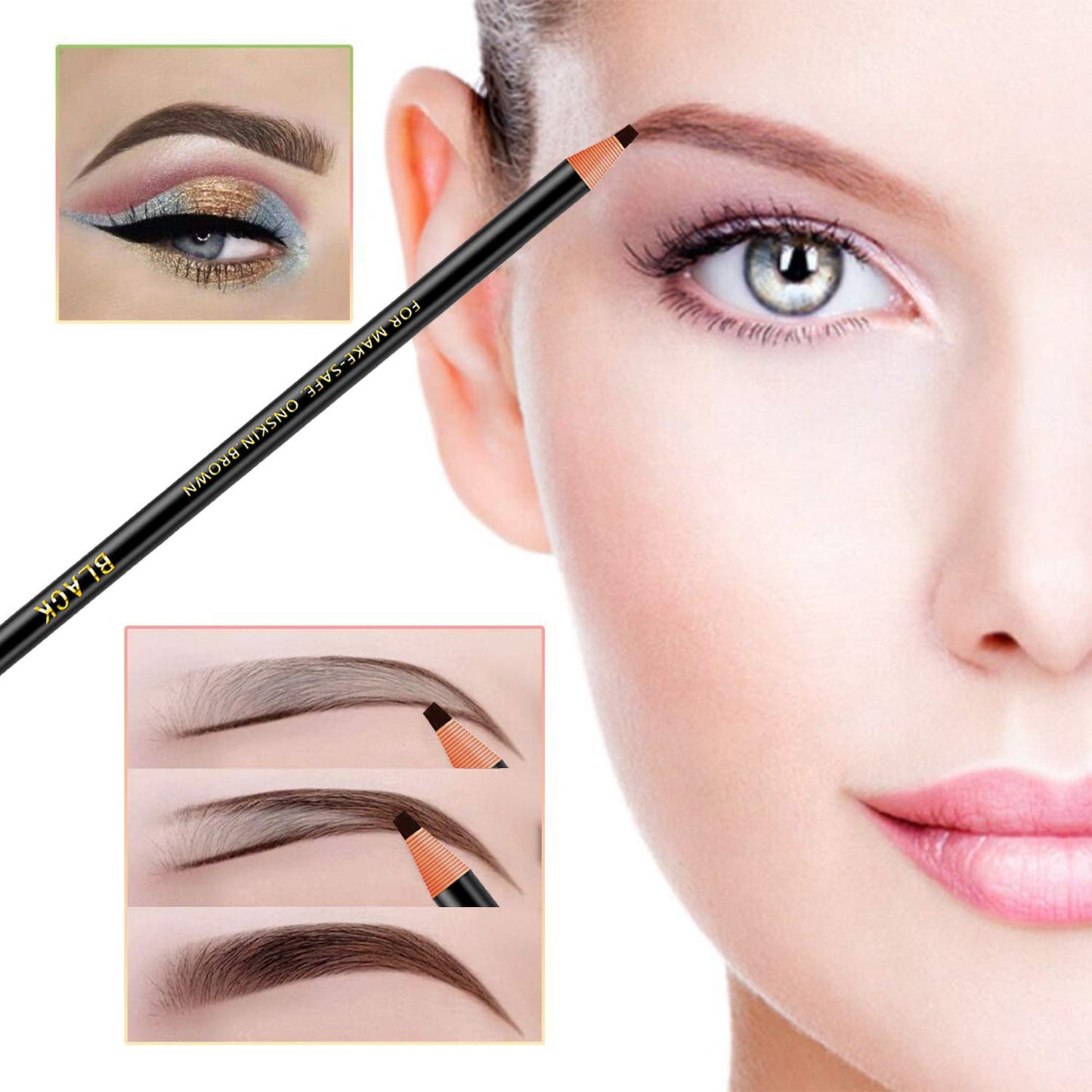 6 Piece Black Colour Waterproof Eyebrows Pencil Tattoo Makeup And Microblading Supplies Kit-Permanent Eye Brow Liners In Waterproof Eyebrow Pencils