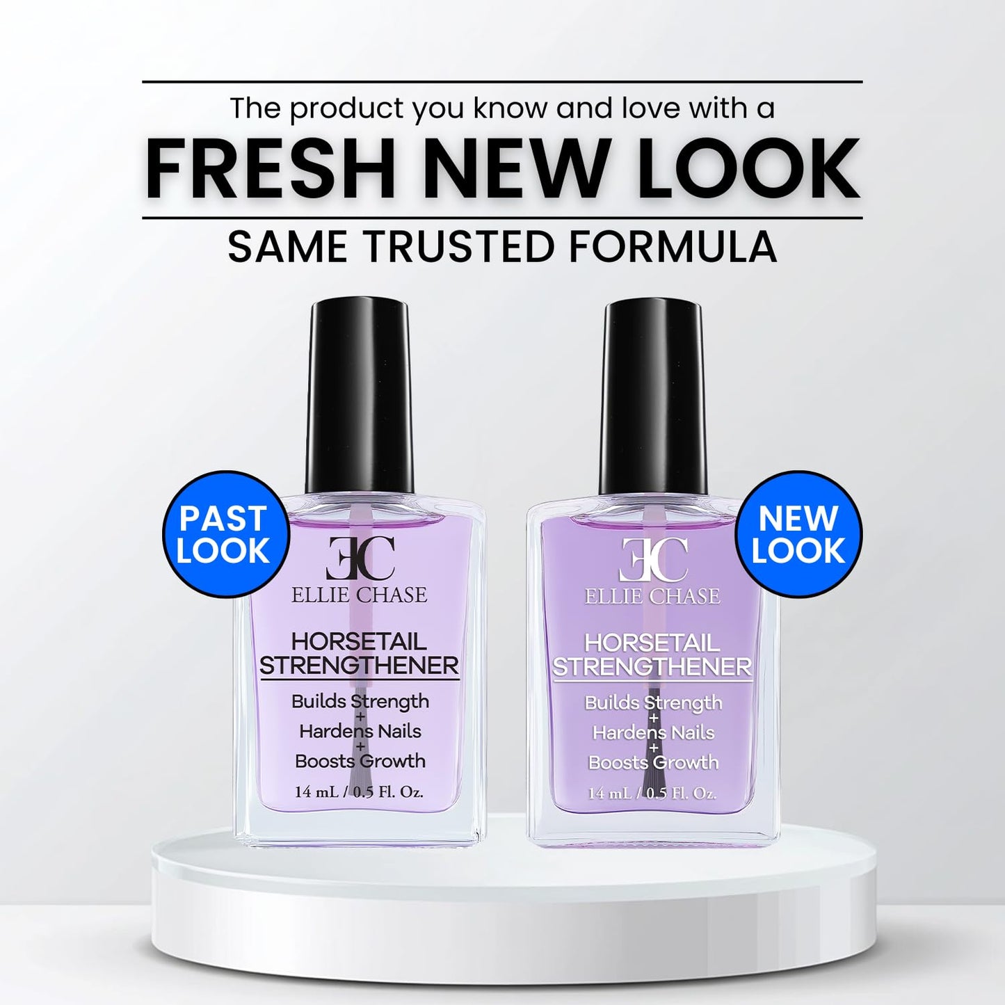 Ellie Chase Horsetail Nail Strengthener, Growth, Hardener, Repair Treatment Polish 0.5 OZ/Help Splits, Breaks, Thin, Weak, Chipped, Damaged, Cracked