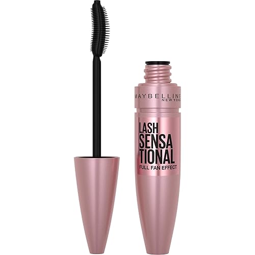 Maybelline Lash Sensational Washable Mascara, Lengthening and Volumizing for a Full Fan Effect, Midnight Black, 1 Count