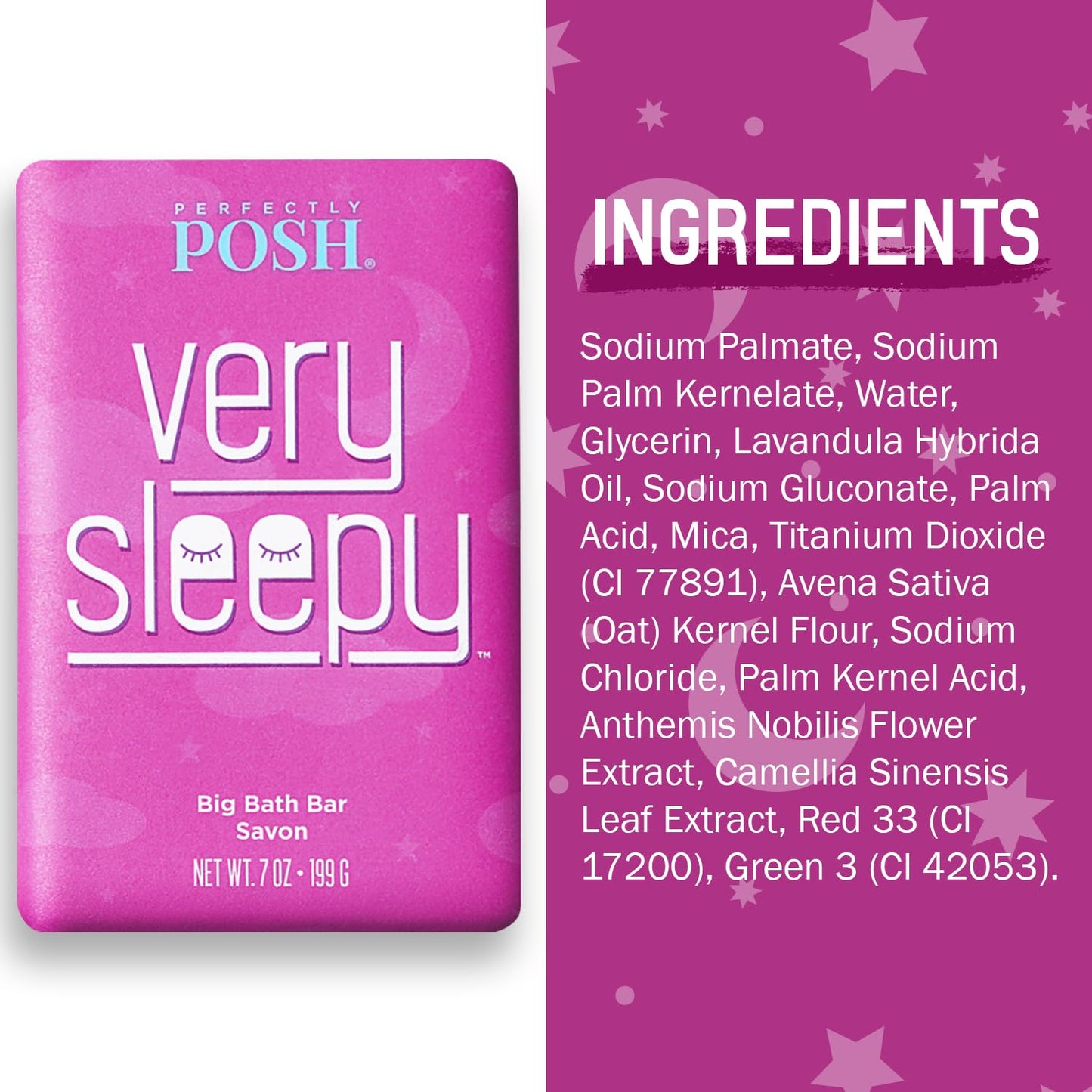 Perfectly Posh - Very Serene Big Bath Soap Bar - Soothing and Moisturizing Soap with Lavender & Shea Butter - for Rejuvenating Bath Time - 7oz