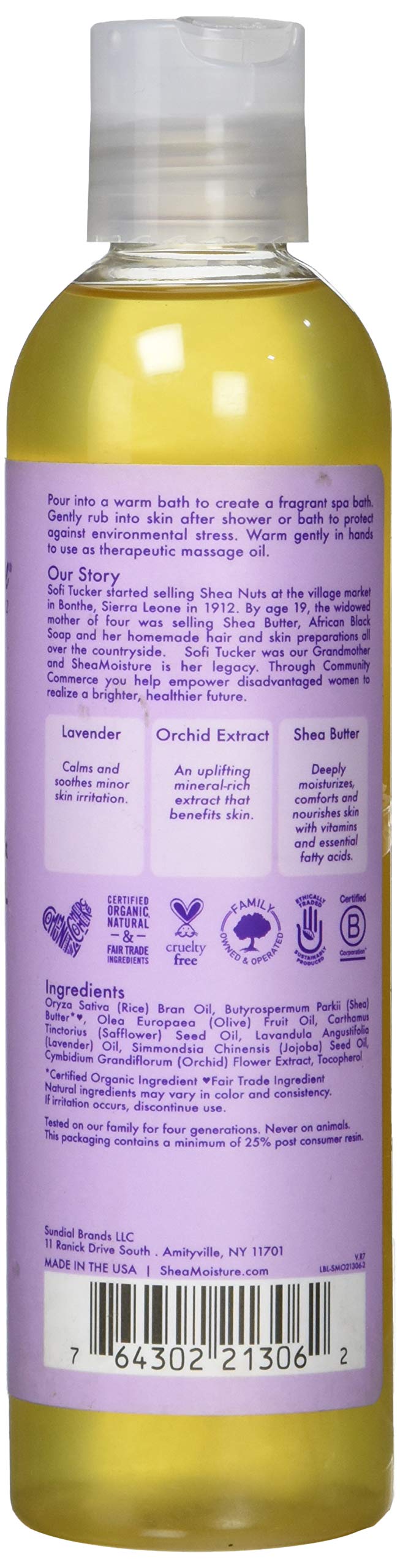 Shea Moisture Lavender & Wild Orchid Bath-Body & Massage Oil, 8 Ounce