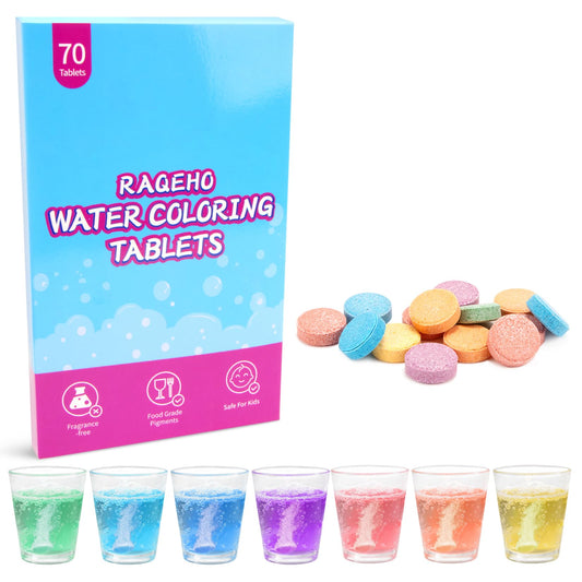 RAQEHO Colorful Bath Tablets, Water Coloring BathBomb, Fizzy, Fragrance Free & Non Toxic, Coloring Potion Tablets Spa Bath Stuff Science Experiments Beauty and Personal Care RAQEHO