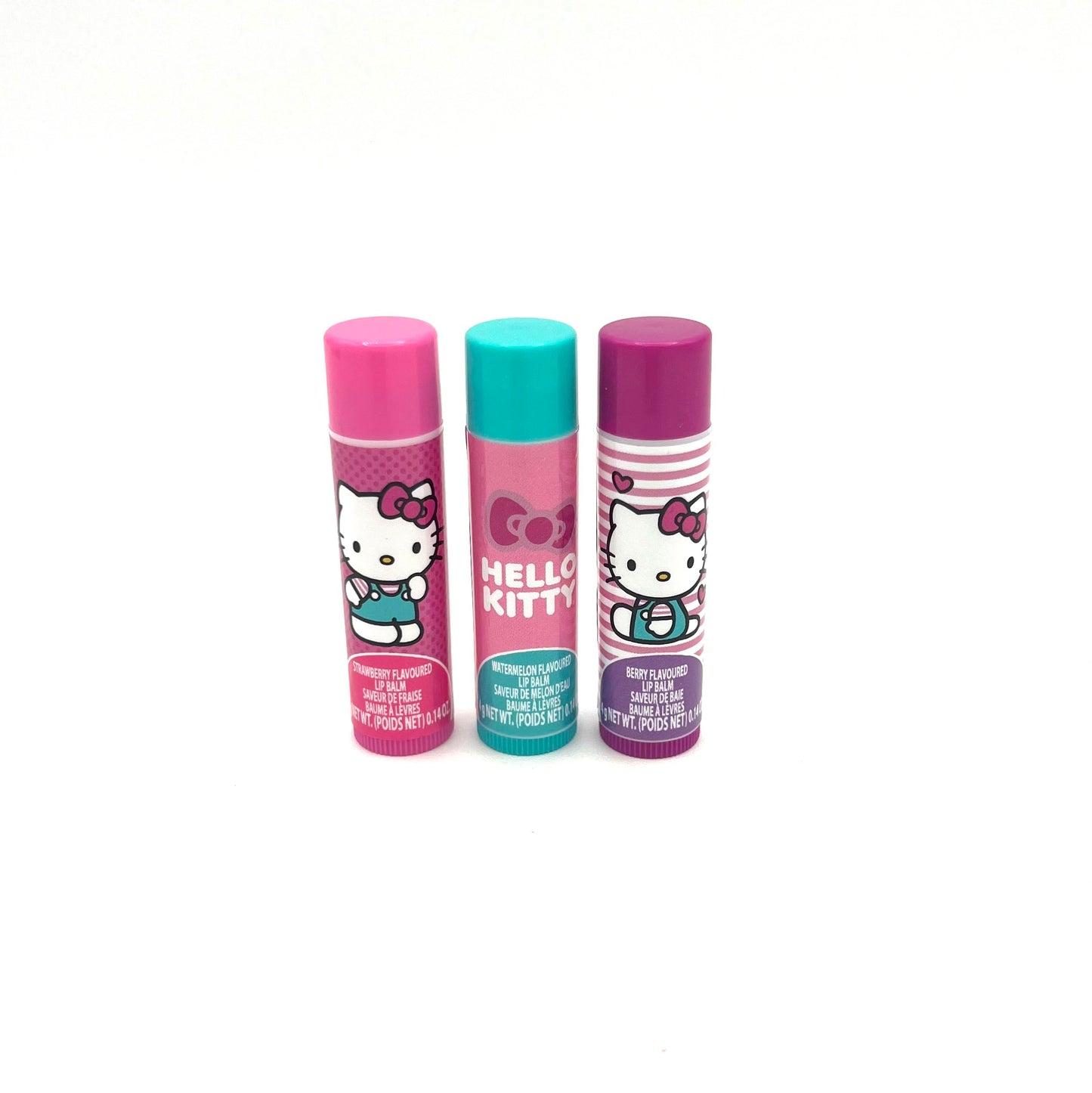 Hello Kitty Moisturizing Lip Balm 3-Pack Bundle with 4 Sheets Stickers, Travel Size Lip Balm for Kids. Flavors: Strawberry, Watermellon and Berry! Beauty and Personal Care Hello Kitty