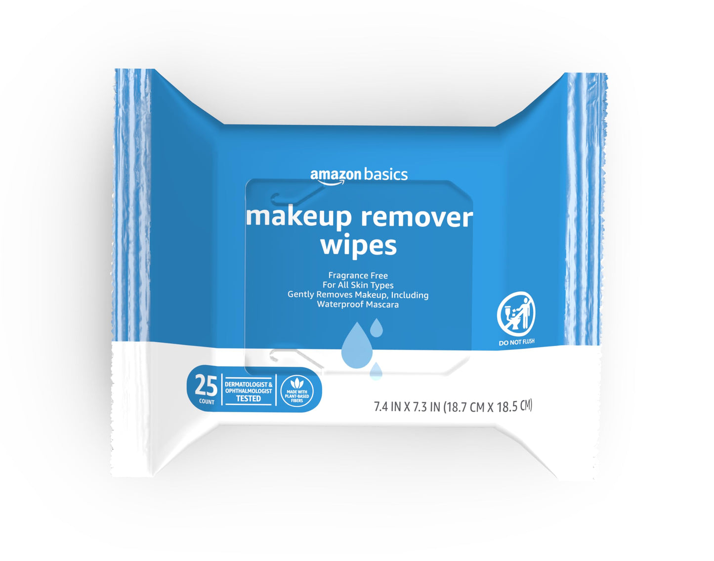 Amazon Basics Makeup Remover Wipes, Fragrance-Free, Alcohol-Free, Gentle Cleansing, Plant-Based, Dermatologist Tested, Removes Waterproof Mascara Beauty and Personal Care Amazon Basics Default Title