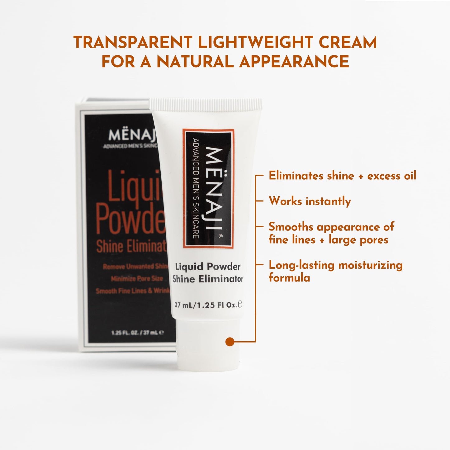 MËNAJI Liquid Powder Shine Eliminator- Moisturizer & Lightweight Liquid Primer Powder for Men - Mens Makeup- Transparent - 1.25 Oz