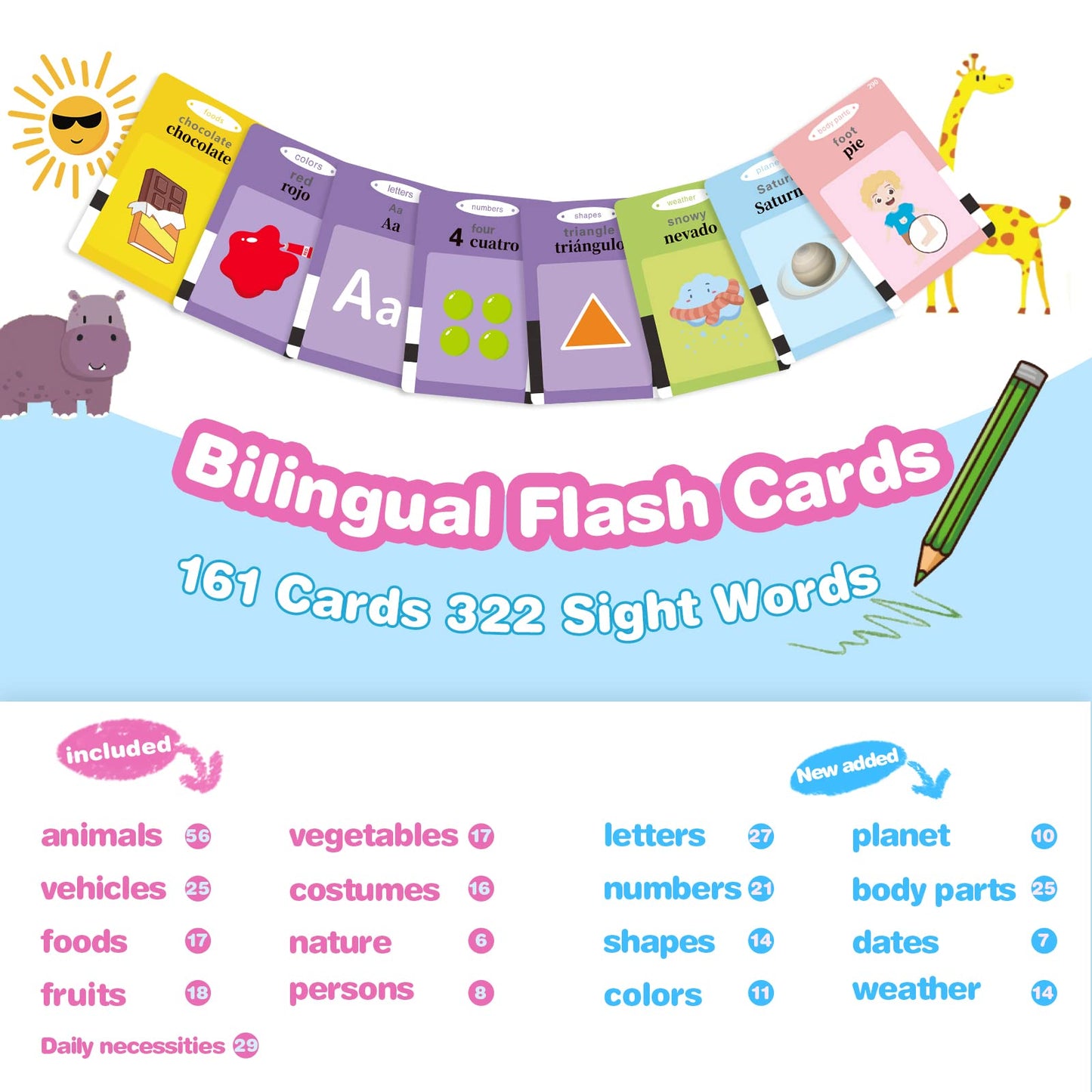 TimingSXD Spanish Flash Cards – Bilingual ABC, Numbers, Colors & Shapes for Toddlers & Preschoolers, English/Spanish Learning Toy for Ages 2+