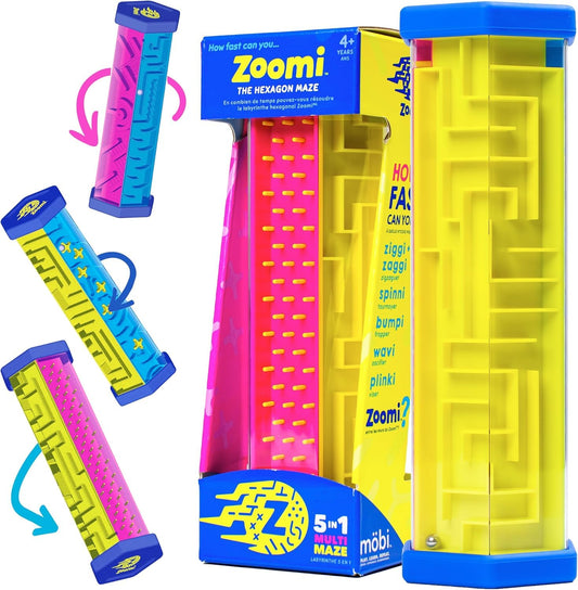 Mobi Zoomi Hexagon Maze Puzzle Game – 3D Gravity Ball Brain Teaser, Fidget Toy for Motor Skills & Coordination, Toddler & Kids Toy Ages 4+