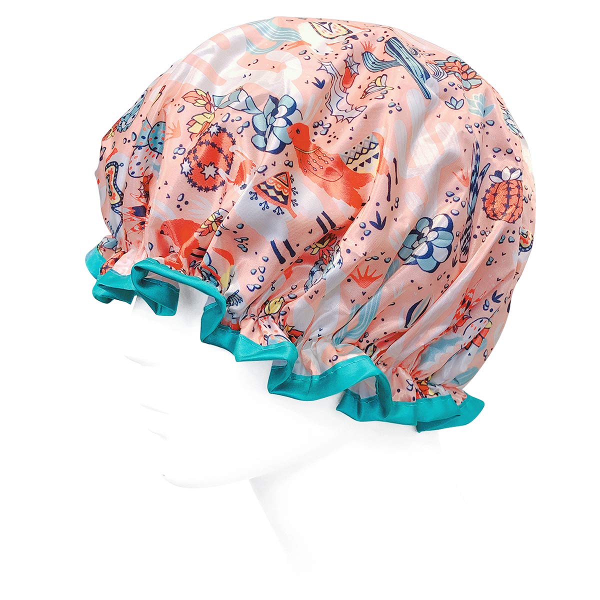 allydrew Reusable Women's Waterproof Shower Caps for Long Hair, Desert Fun