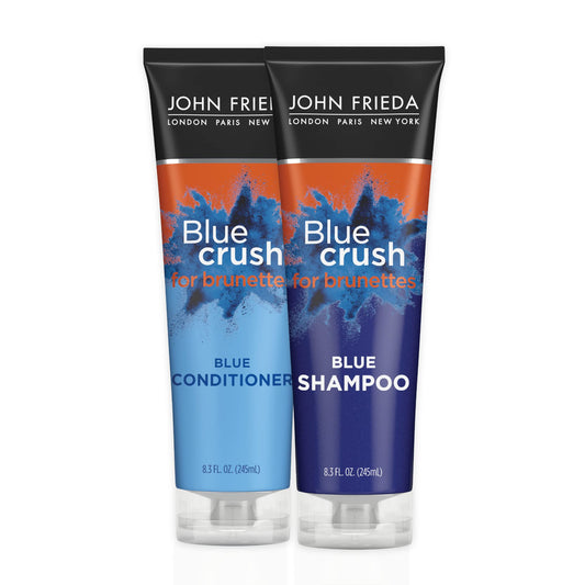 John Frieda Blue Crush Shampoo and Conditioner Set for Brunettes, Nourishes Color-Treated and Natural Hair, Blue Pigments for Vibrant, Cool-Toned Beauty & Personal Care John Frieda
