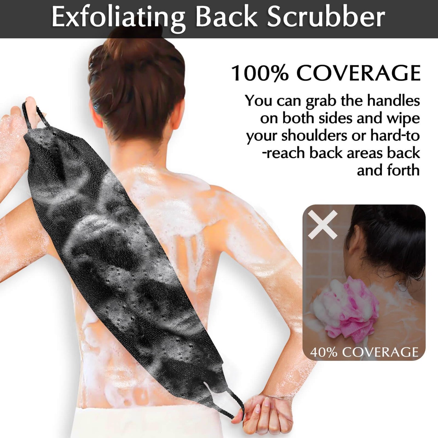 Anezus Exfoliating Back Scrubber Bath Gloves Set, Exfoliating Shower Towel with Shower Gloves for Body Scrub, Back Cleaner Wash Gloves to Remove Dead Beauty and Personal Care anezus