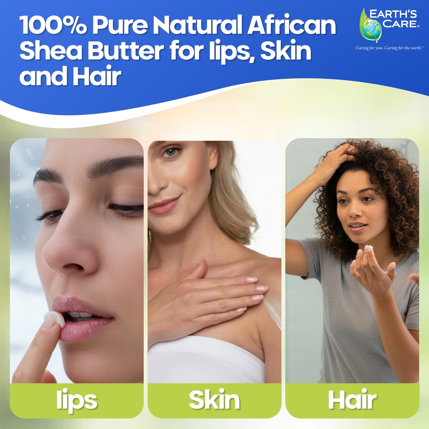 Earth's Care Pure Shea Butter, Hexane-Free, No Artificial Colors or Fragrances, Packed in USA 6 OZ. (2 Jars)