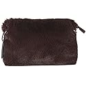 Luxe L 100% Faux Fur Purse for Women Soft Modern Crossbody Purse Handbag with Detachable and Adjustable Faux-Leather Strap, Chocolate Brown