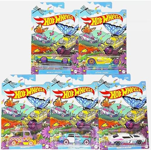 Hot Wheels 2025 Spring Easter Mix Set of 5 Pack, 1:64 Scale Diecast