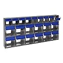 Quantum Storage Systems QTB669 Tip Out Bin Storage System with 21 Clear Cup Containers, 3-5/8" x 23-5/8" x 11-1/6", Gray