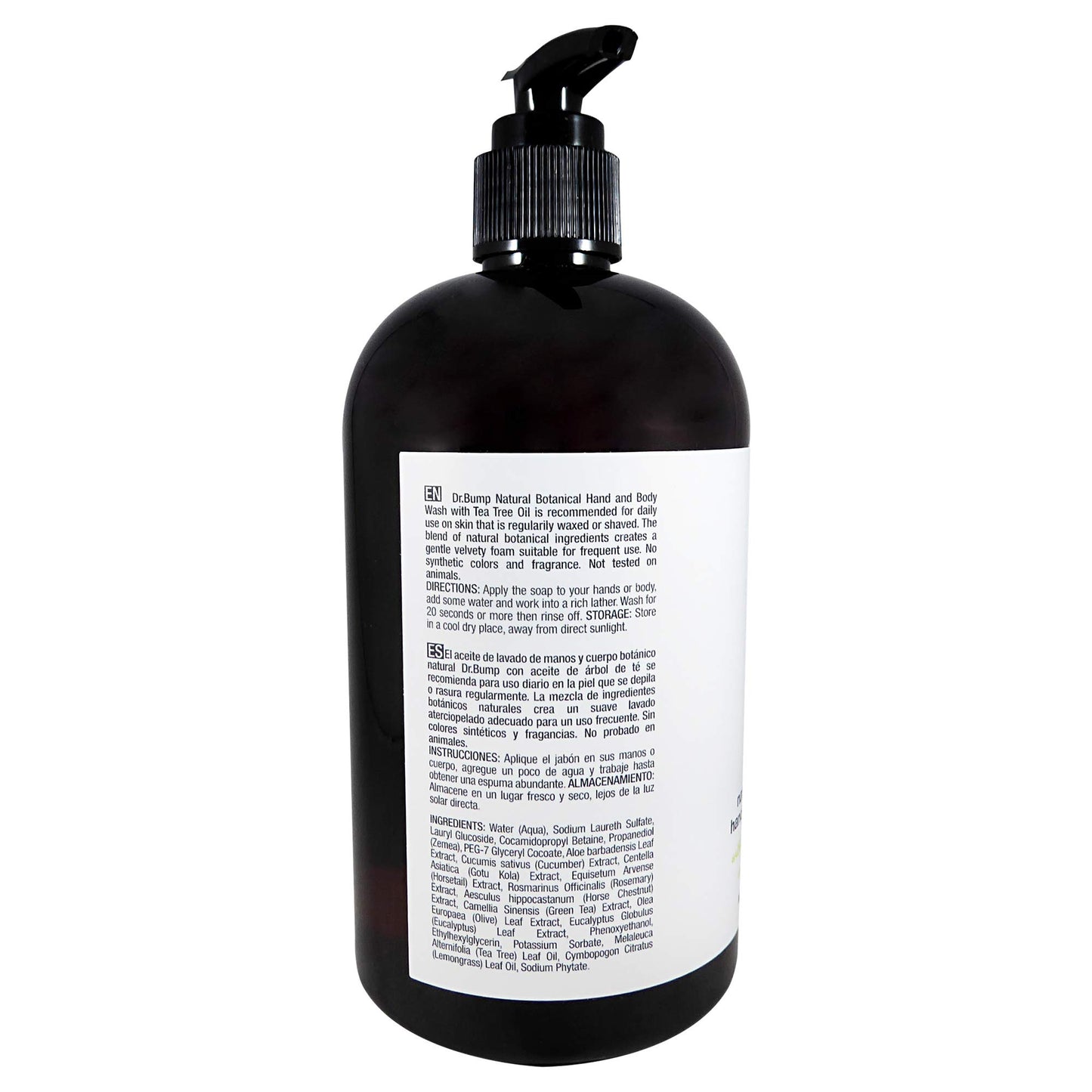Waxness Dr. Bump Botanical Hand & Body Wash Tea Tree & Lemongrass 16 fl oz (480 ml) - Gentle Botanical Cleanser - Professional Skin Care - Made in USA Beauty and Personal Care Waxness