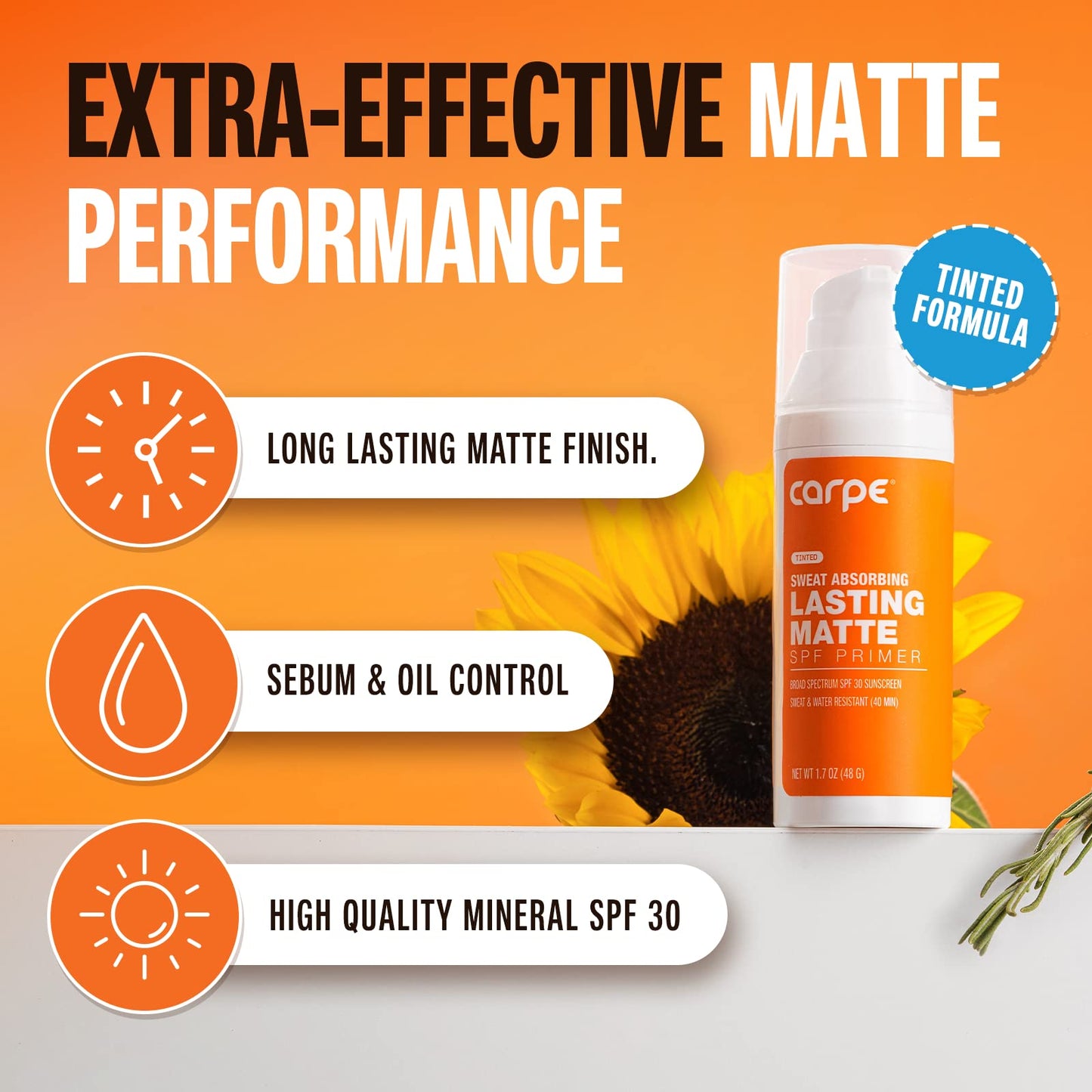Carpe Primer Face Makeup Base New Zinc Mineral Sunscreen SPF 30, Lasting Matte Primer For Oily Skin And Tinted Sunscreen