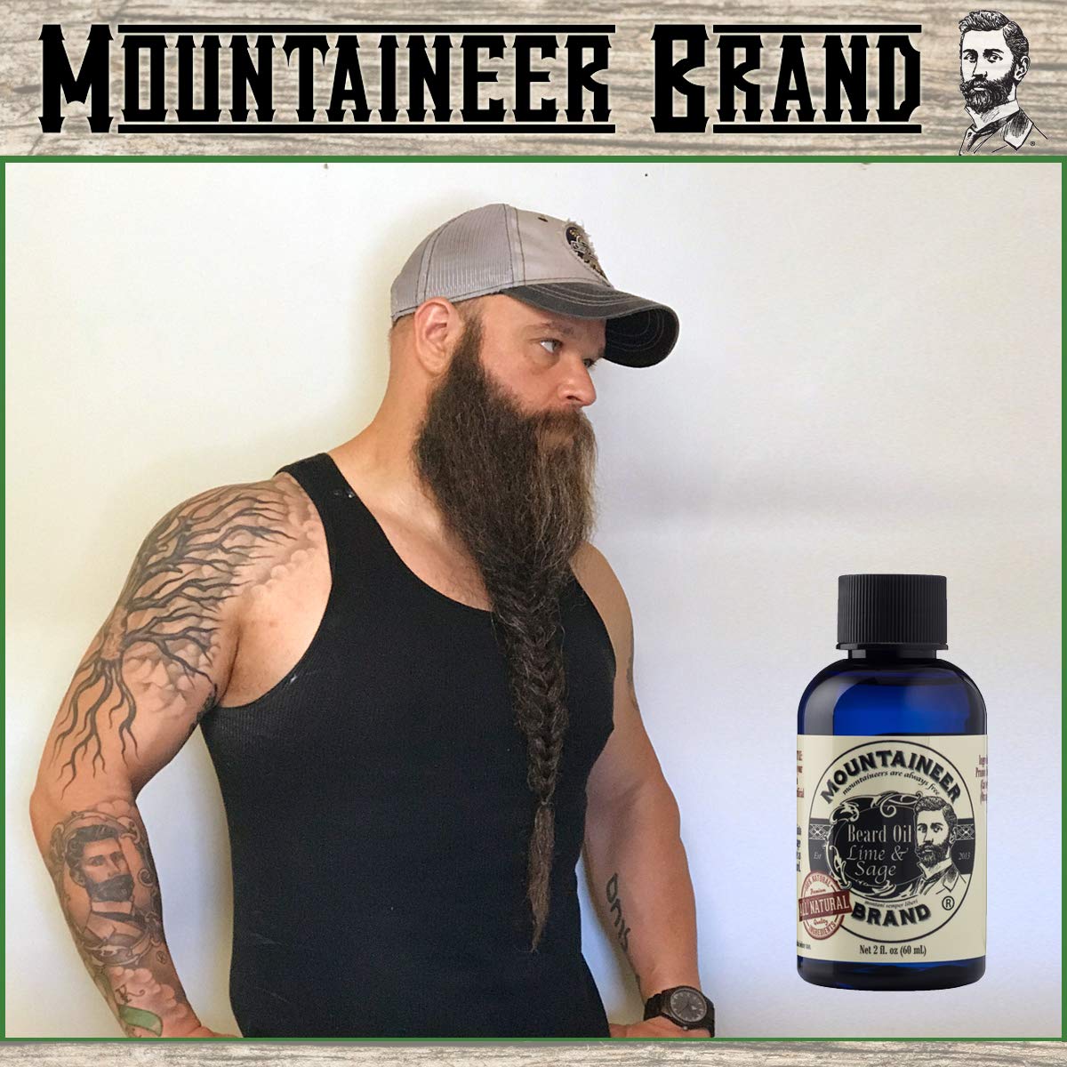Mountaineer Brand Natural Beard Oil with Lime & Sage Scent | Made in West Virgina | Hydrates, Moisturises, Softens & Conditions for Beard Growth |