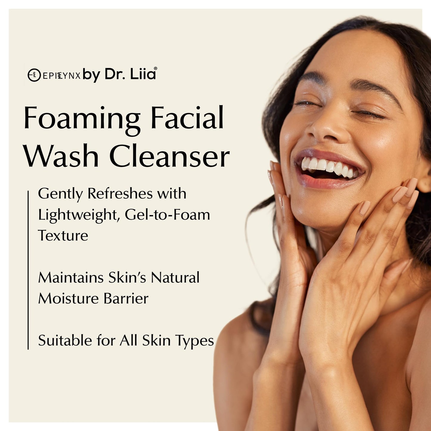 Epilynx Vegan Foaming Facial Cleanser - Makeup Remover Face Wash for Acne Prone, Dry, and Sensitive Skin - Oil-Free, Clean, and Soft Face Cleanser