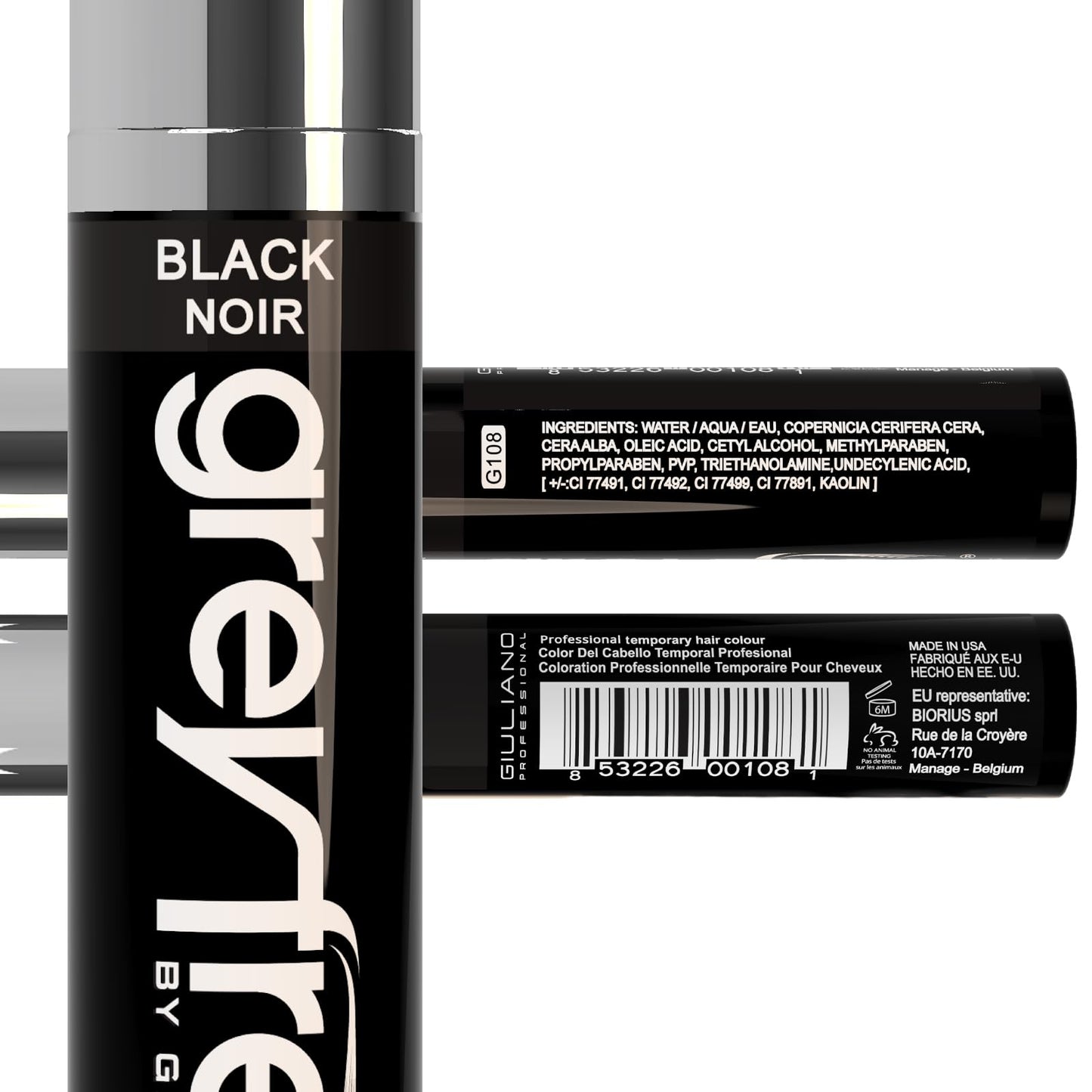 Greyfree Hair Mascara Root Touch-Up for Gray Hair | Precision Hairline Concealer for Brows & Beard (BLACK)