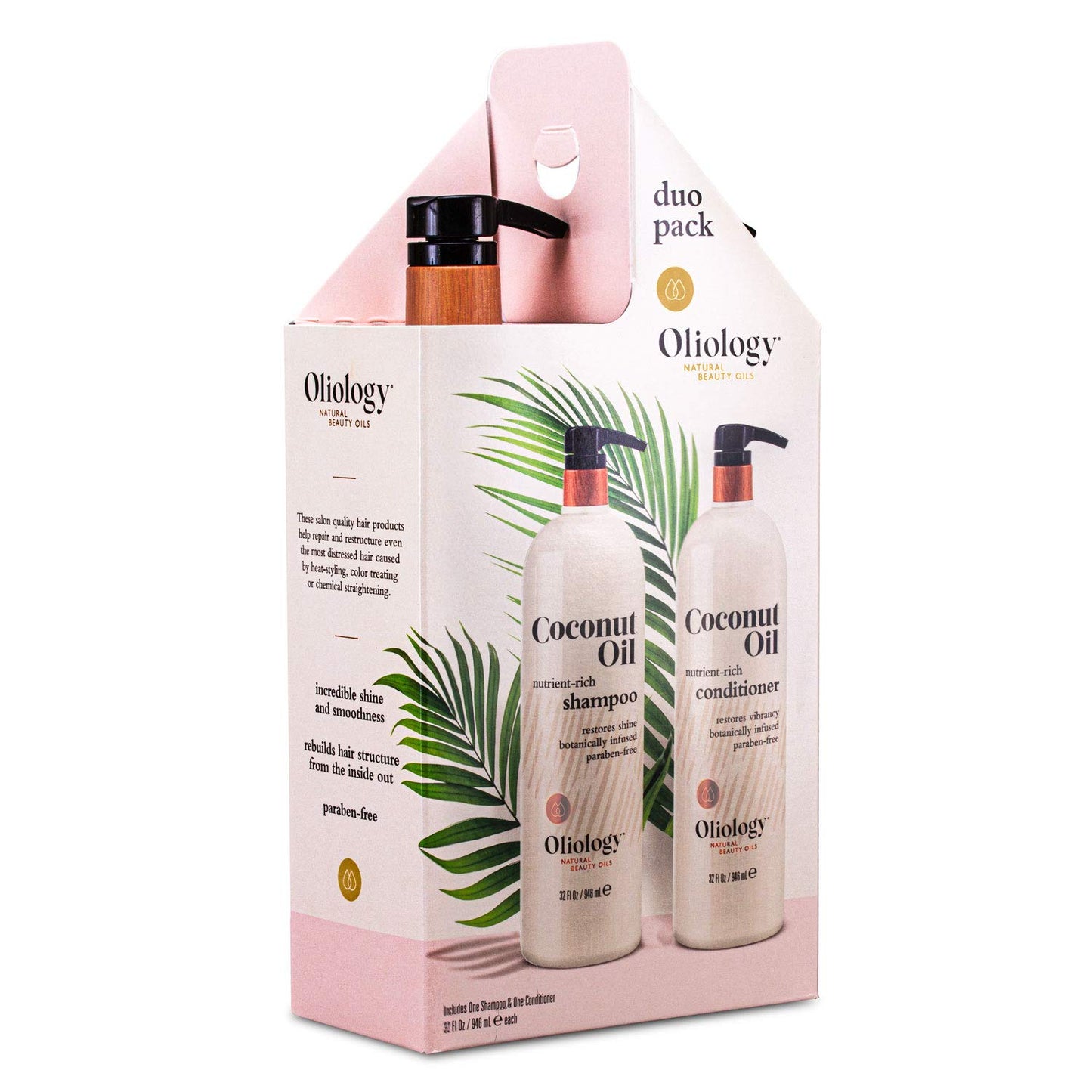 Oliology Nutrient Rich Coconut Oil Shampoo & Conditioner Combo Pack - Helps Restore Damaged Hair | Provides Intense Shine | Moisturizing | Made