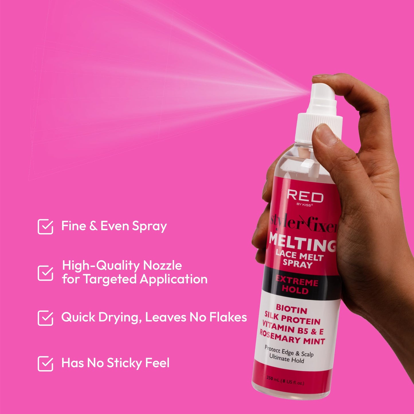 Kiss Lace Melting and Holding Spray - Strong Hair Adhesive for Wigs, Glueless Front Lace Bond (Extreme Hold)