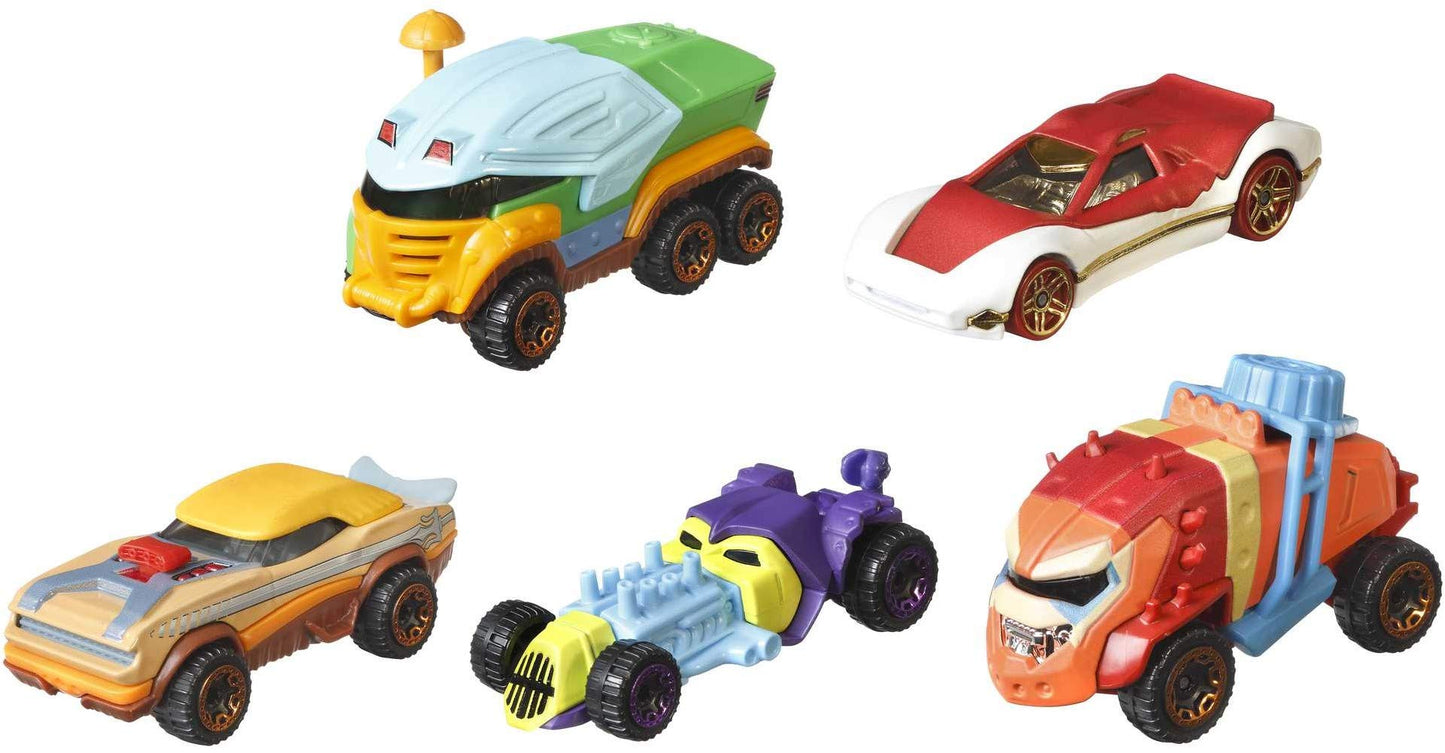 Hot Wheels Masters of The Universe 1:64 Scale Toy Car 5-Pack, Set of 5 Character Vehicles Inspired by He-Man, Skeletor, Man-at-Arms, Beast Man & Teela