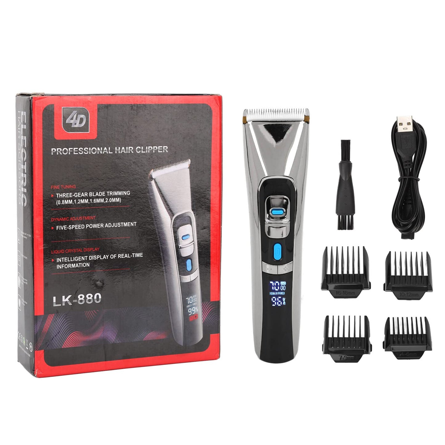 Pyhodi Electric Hair Clipper, Mens Stainless Steel Hair Clipper, USB Rechargeable Lithium Powered, Low Noise Beard Trimmer for Facial Hair Styling Beauty and Personal Care Pyhodi