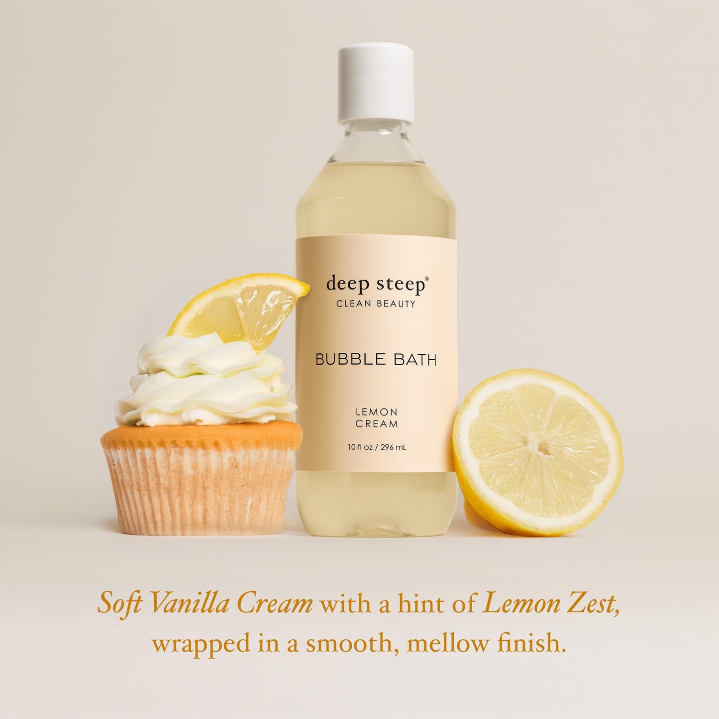Deep Steep Bubble Bath, Lemon Cream, 10 oz - Soothing Soak with Shea Butter, Argan Oil, Aloe Vera & Coconut Oil - Vegan, Sulfate-Free, PH-Balanced Beauty and Personal Care Deep Steep
