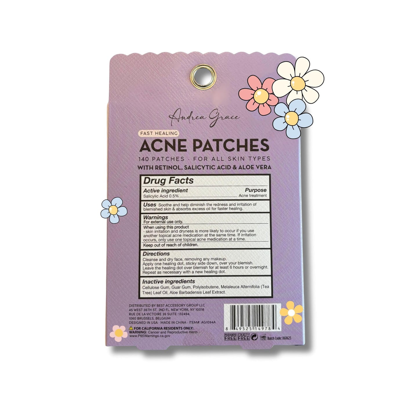 Andrea Grace Pimple Patches Cute Acne Patches for Face (140 Patches) with Hydrocolloid, Tea Tree Extra & Salicylic Acid, Colorful Fun Designs - Pimple