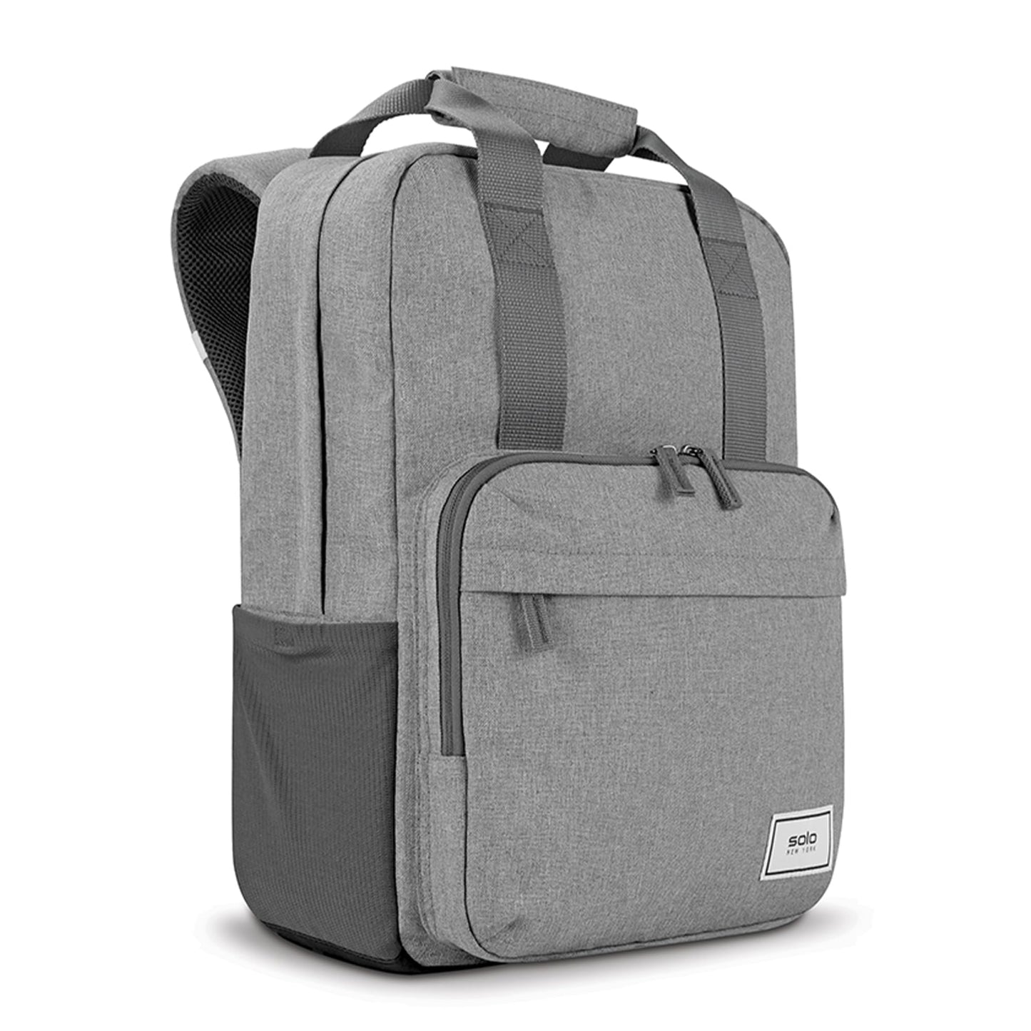 Solo New York Laptop Backpack for Women & Men -Carry On Bookbag for Travel & Work, Lightweight Bag, Side Mesh Pockets, Fits 15.6" Computer - Re:Claim, Grey