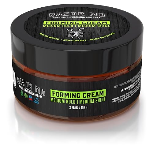 Razor MD Water-Based Forming Cream for Men, Medium Hold and Shine, Mens Hair Styling Product, 3.75 oz