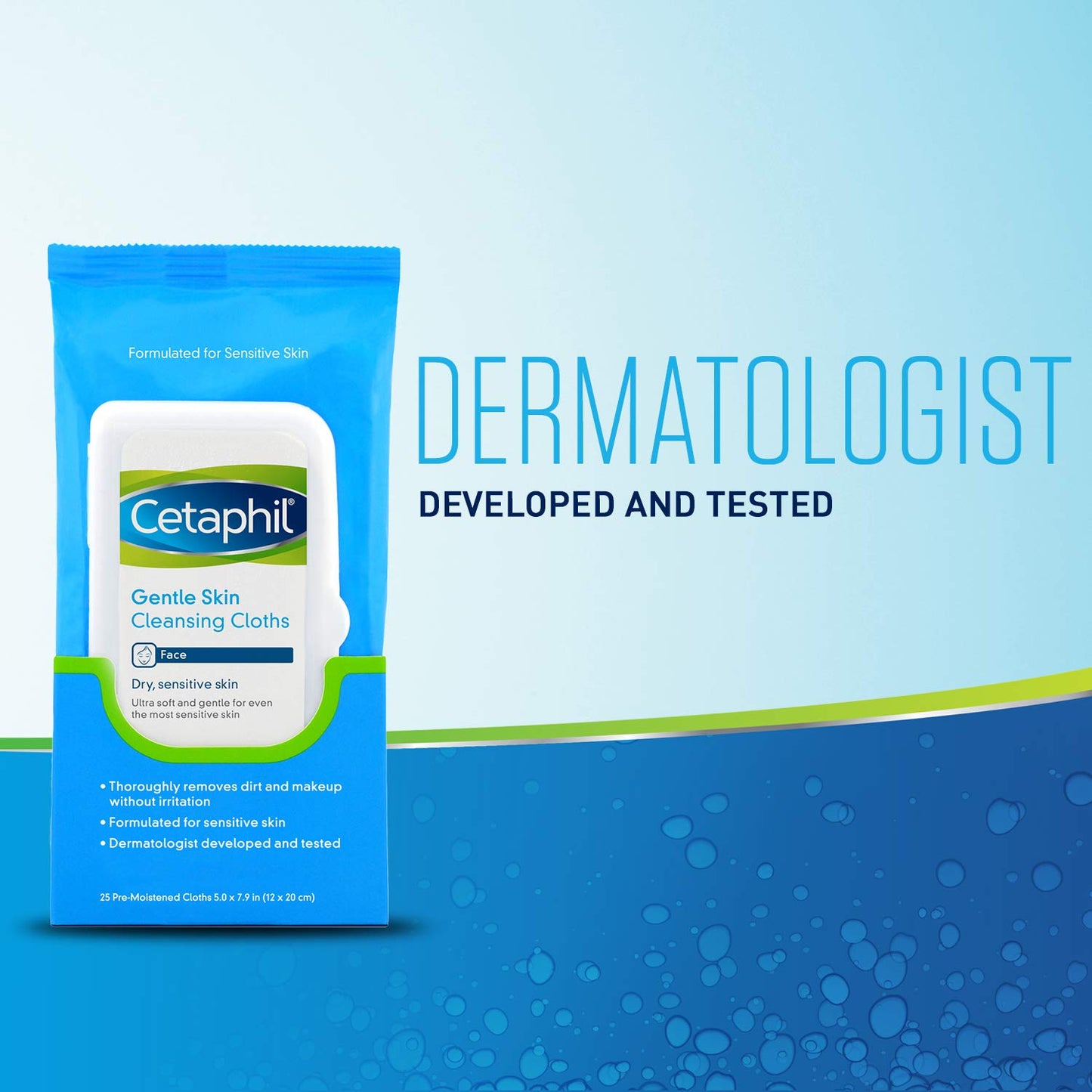 Cetaphil Gentle Skin Cleansing Cloths for Dry, Sensitive Skin, Face Cleansing Wipes, 25 ct.