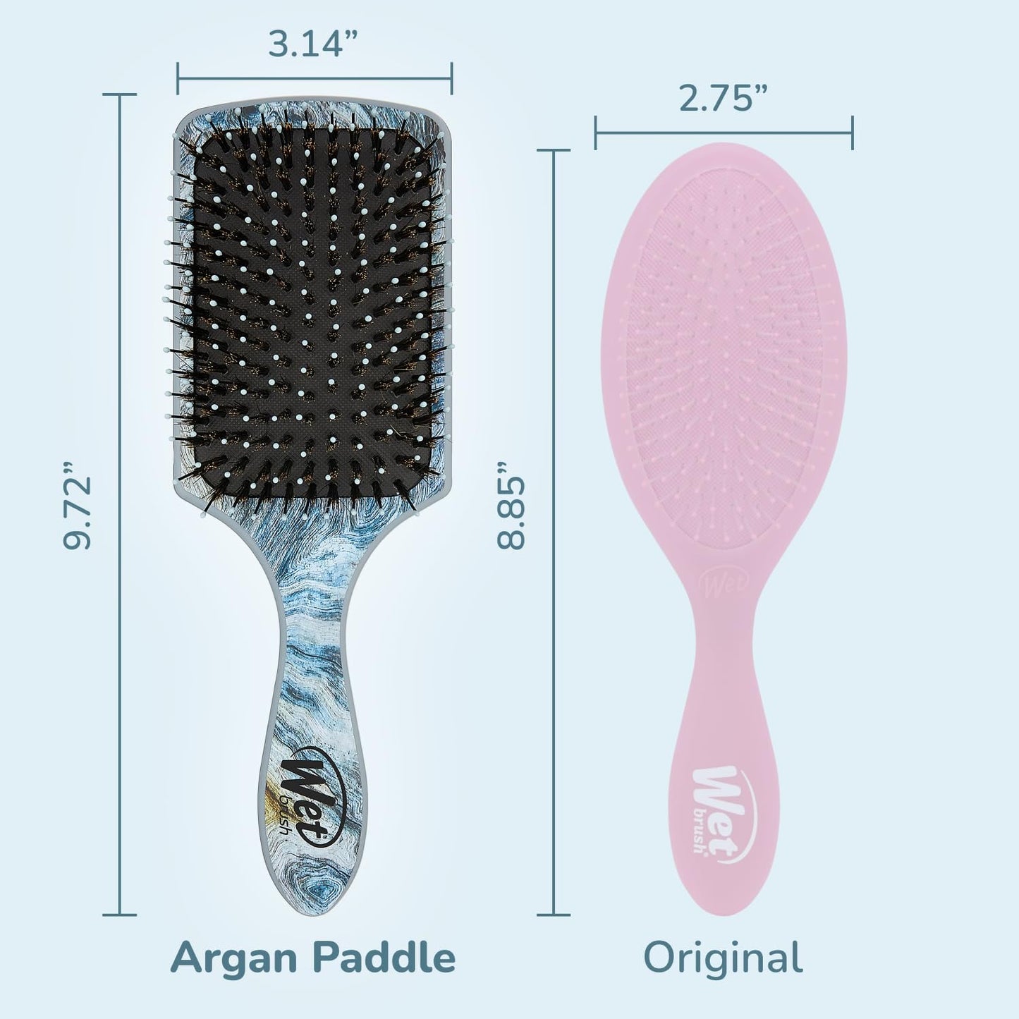 Wet Brush Paddle Shine Enhancer with Argan Oil, Distressed Wood - Ultra-Soft IntelliFlex Detangling Bristles with Boar Bristles For A Smooth & Shiny