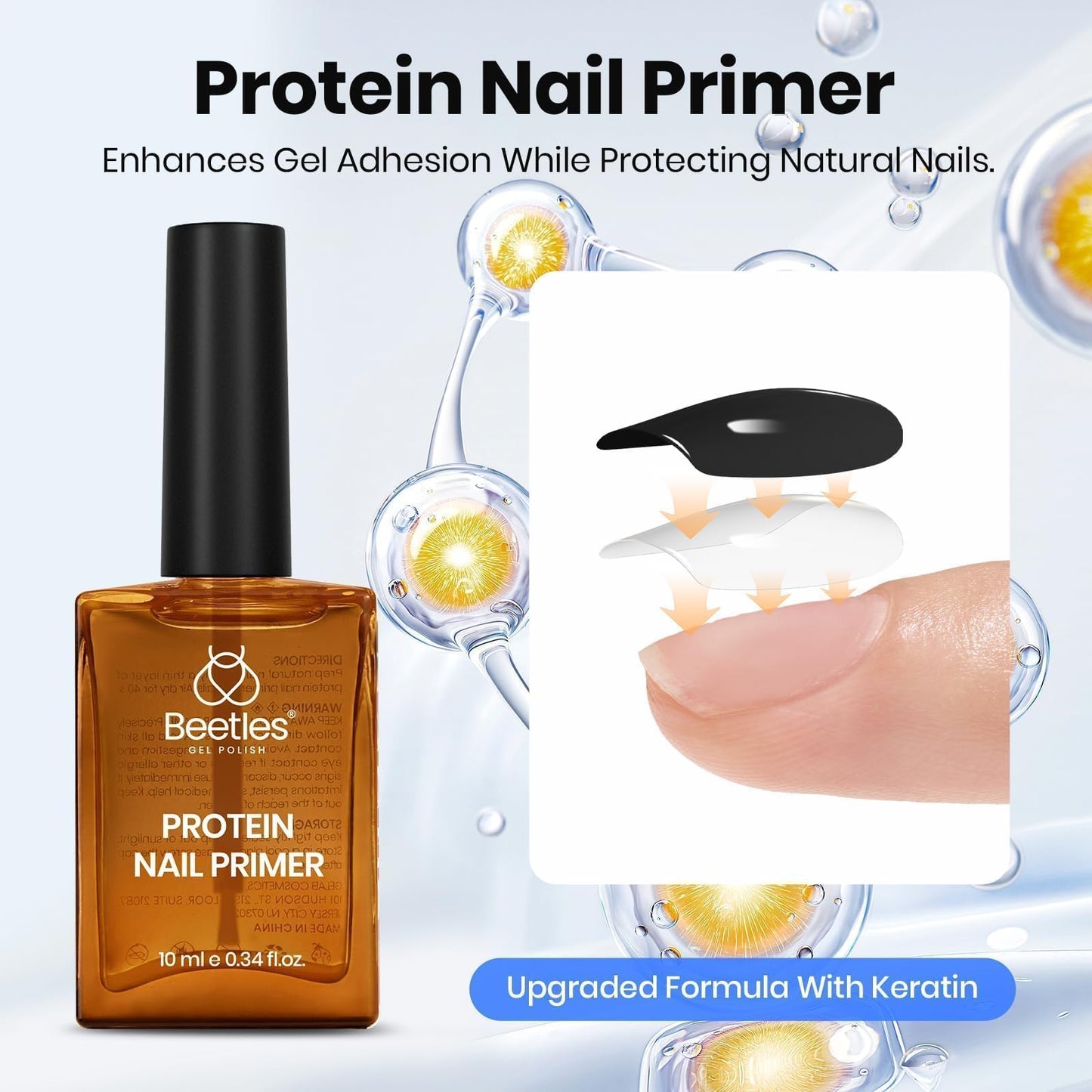 Beetles 3Pcs Gel Nail Glue Nail Dehydrator and Primer, Hema-Free & Acid Free Bond Protein Prep Kit for Nail Tips & Extensions, Long-Lasting Adhesion Beauty and Personal Care beetles Gel Polish