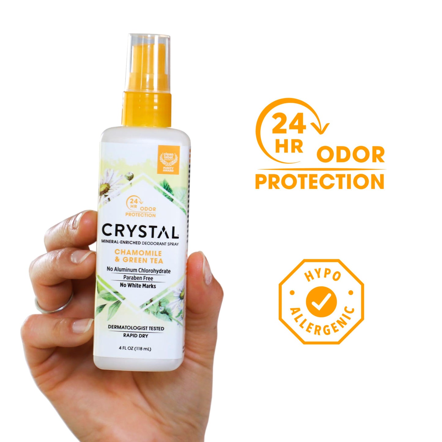 Crystal Deodorant Essence Spray 4 Ounce Chamomile/Green Tea (118ml) - Packaging May Vary Beauty and Personal Care Crystal Essence