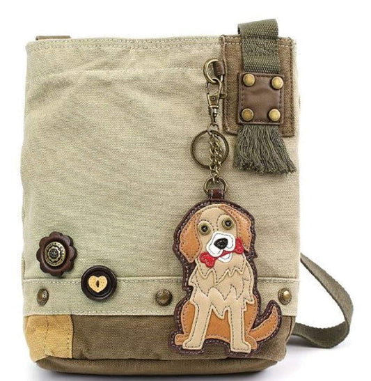 Chala Womens' Canvas Patch Crossbody Handbag"Golden Retriever" - Sand…