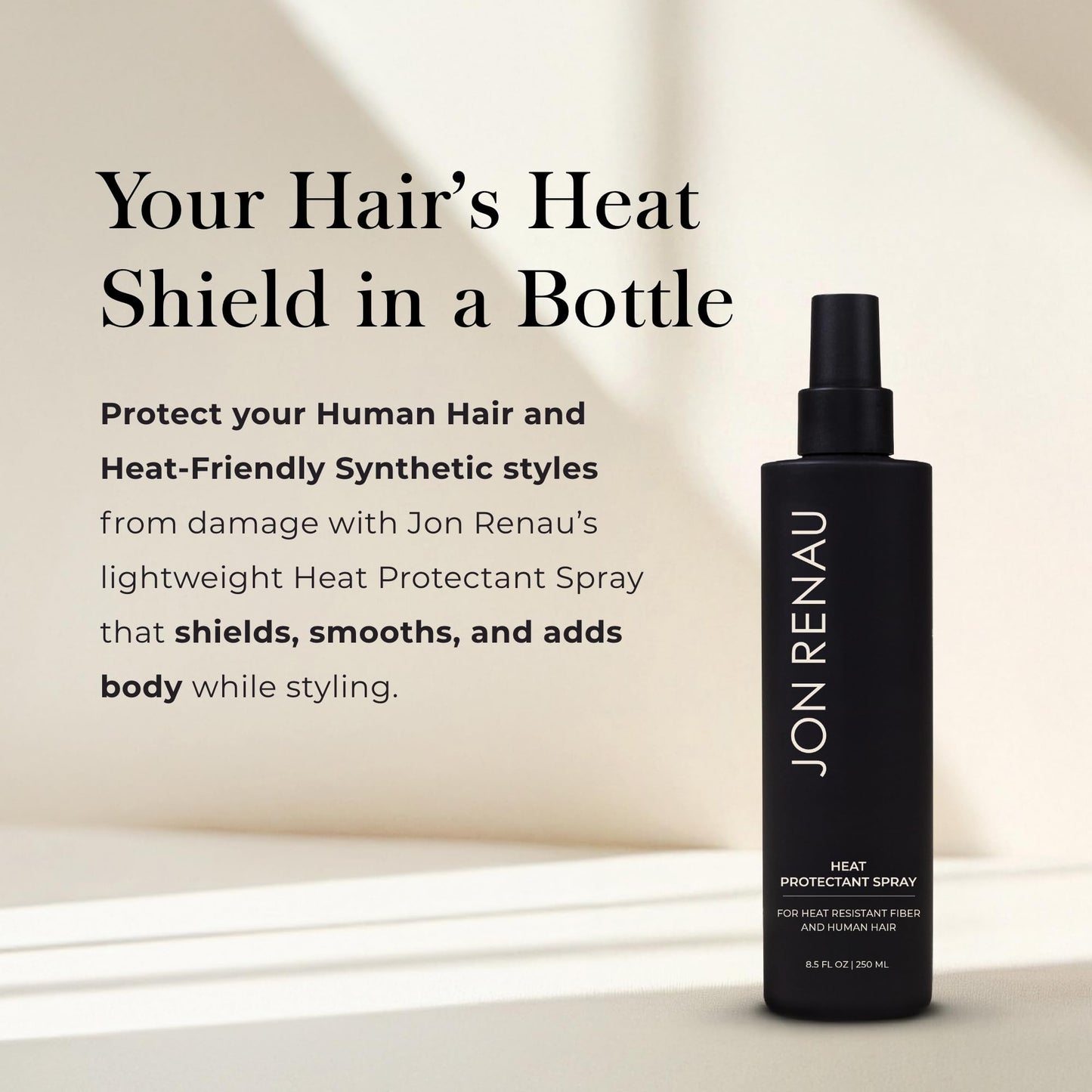 Jon Renau Heat Protectant Spray, Heat Activated Wig Spray for Human and Heat-Friendly Synthetic Hair, Non Stick Thermal Styling Support for Heat
