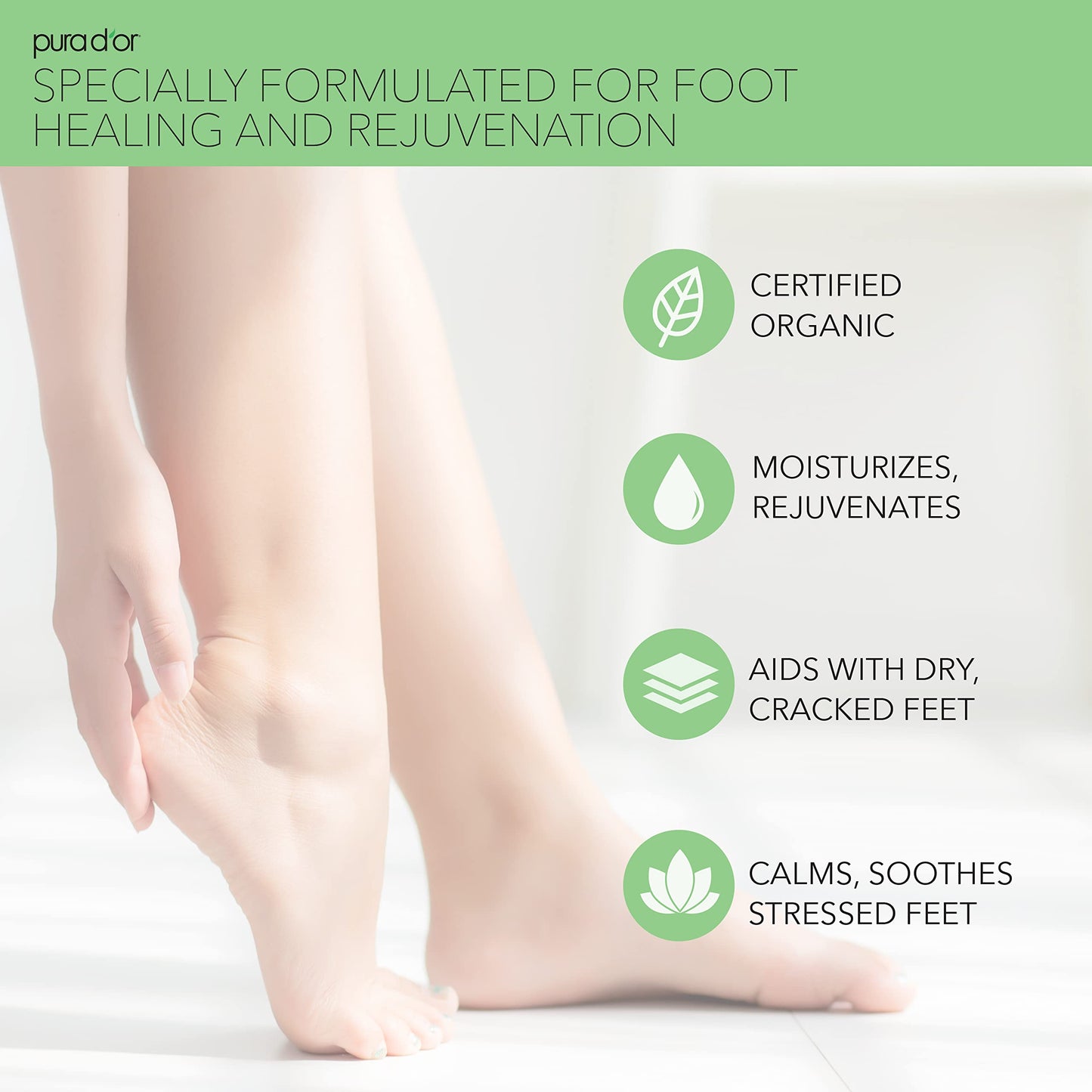 PURA D'OR 16 Oz FootFocus Organic Aloe Vera Gel For Severe Cracked Heel Repair Foot Care Products - Soothes Sore Feet Extra Strength Feet Care