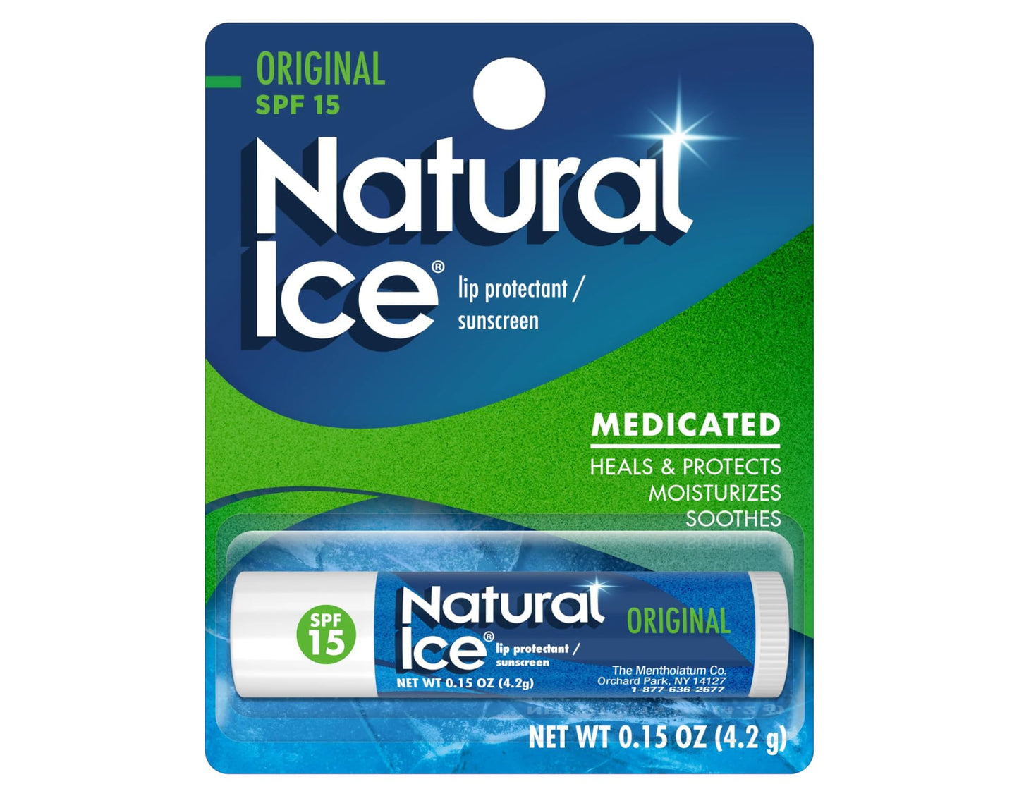 Mentholatum Natural Ice Original SPF 15 Medicated Lip Balm, 0.15 Ounce (Pack of 3) Beauty and Personal Care Natural Ice