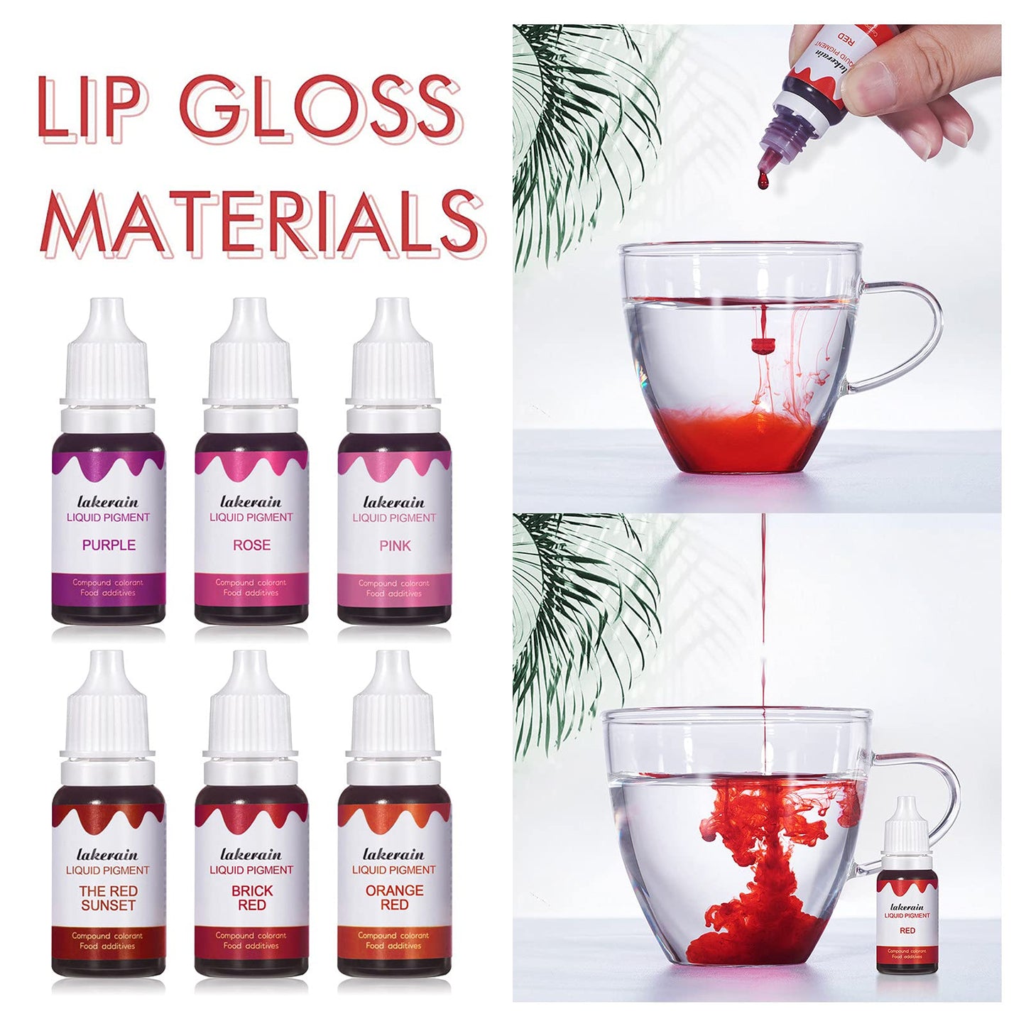 BONNIE CHOICE 12 Colors Liquid Lip Gloss Pigment Set, DIY Lipstick Liquid Pigment for Set Making Lip Gloss, DIY Lip Cosmetic Dye, Edible Coloring Pure