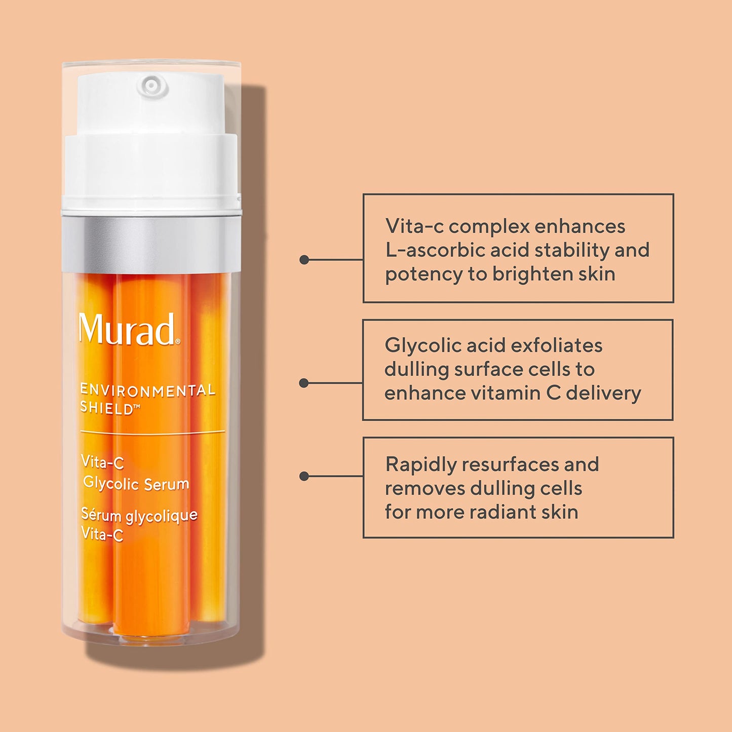 Murad Vita-C Glycolic Serum - Environmental Shield Skin Brightening Vitamin C Face Serum - Hyperpigmentation Treatment Backed by Science, Travel .33