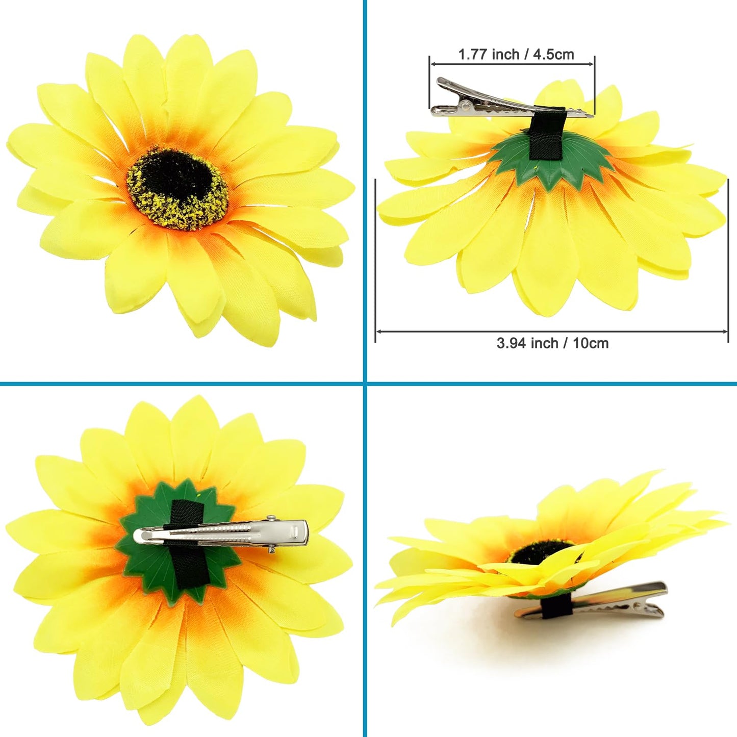 12 Pieces Sunflower Hair Clips Alligator Pins Accessories 3.9 inches for Wedding Party Boho Beach Photography Christmas Decorations