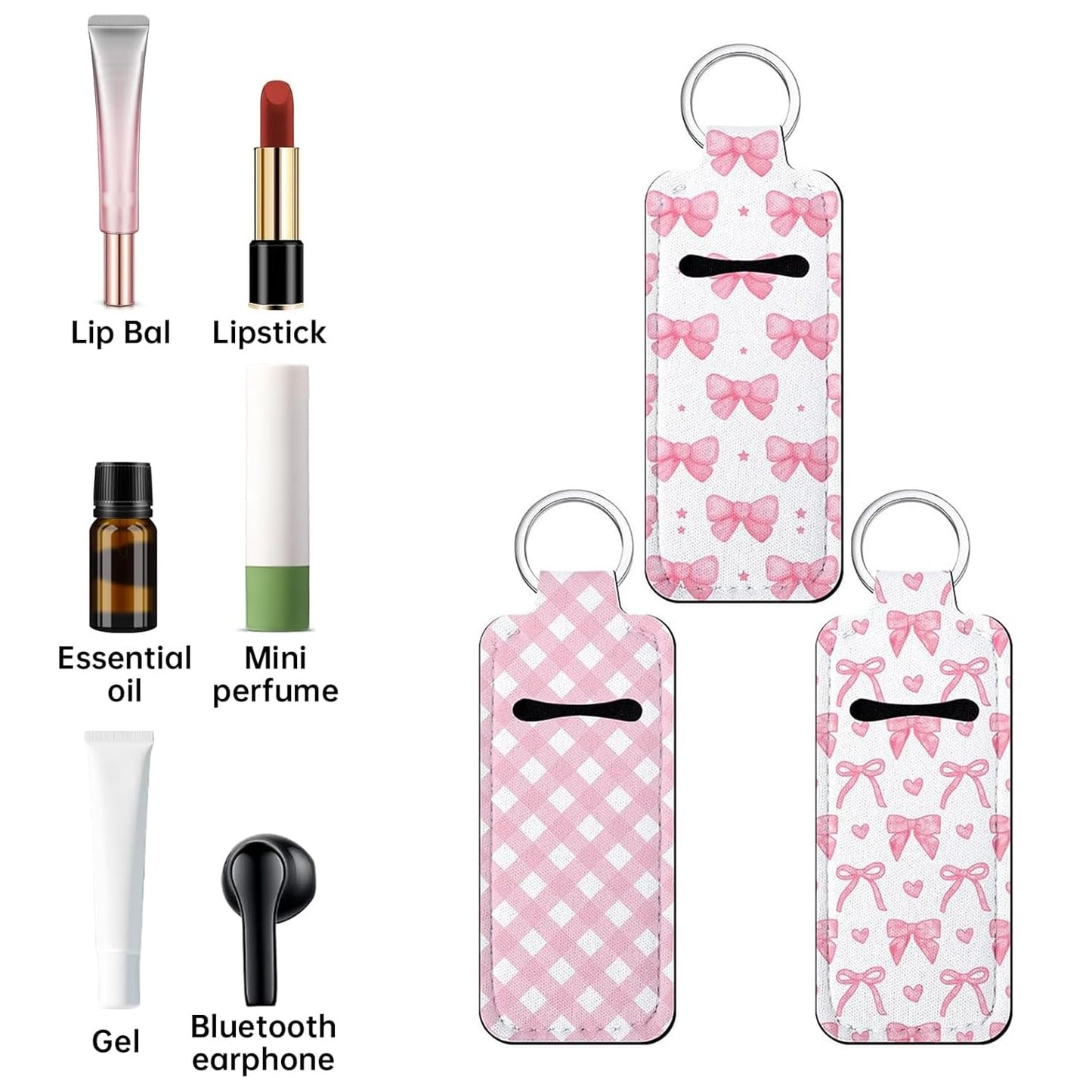 Fadayunn Chapstick Holder Key Chain Lip Balm Holder Keychain Cute Chapstick Holder Keychain Potable Chapstick Holders with Clip Lip gloss Organizer