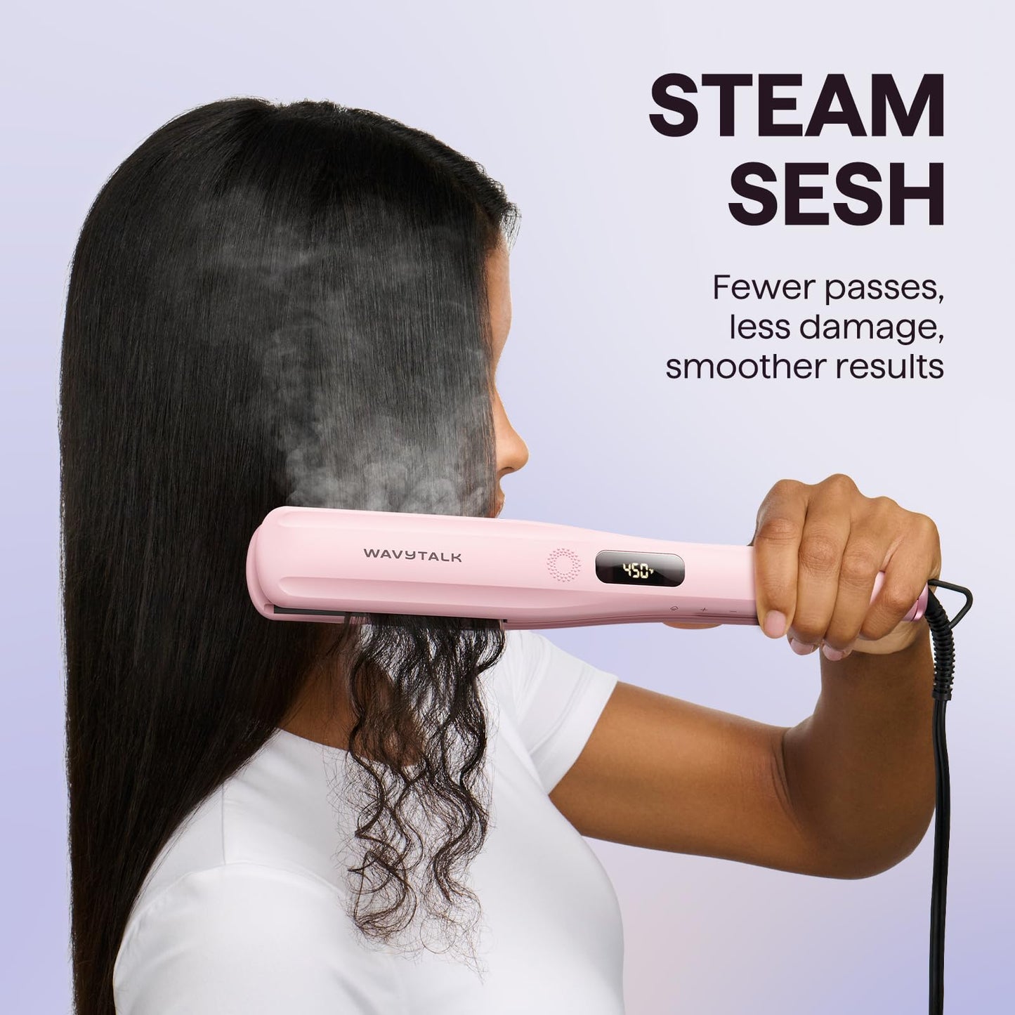 Wavytalk Steam Hair Straightener 1.38'' with Detachable Comb for Silk Press Beauty and Personal Care wavytalk