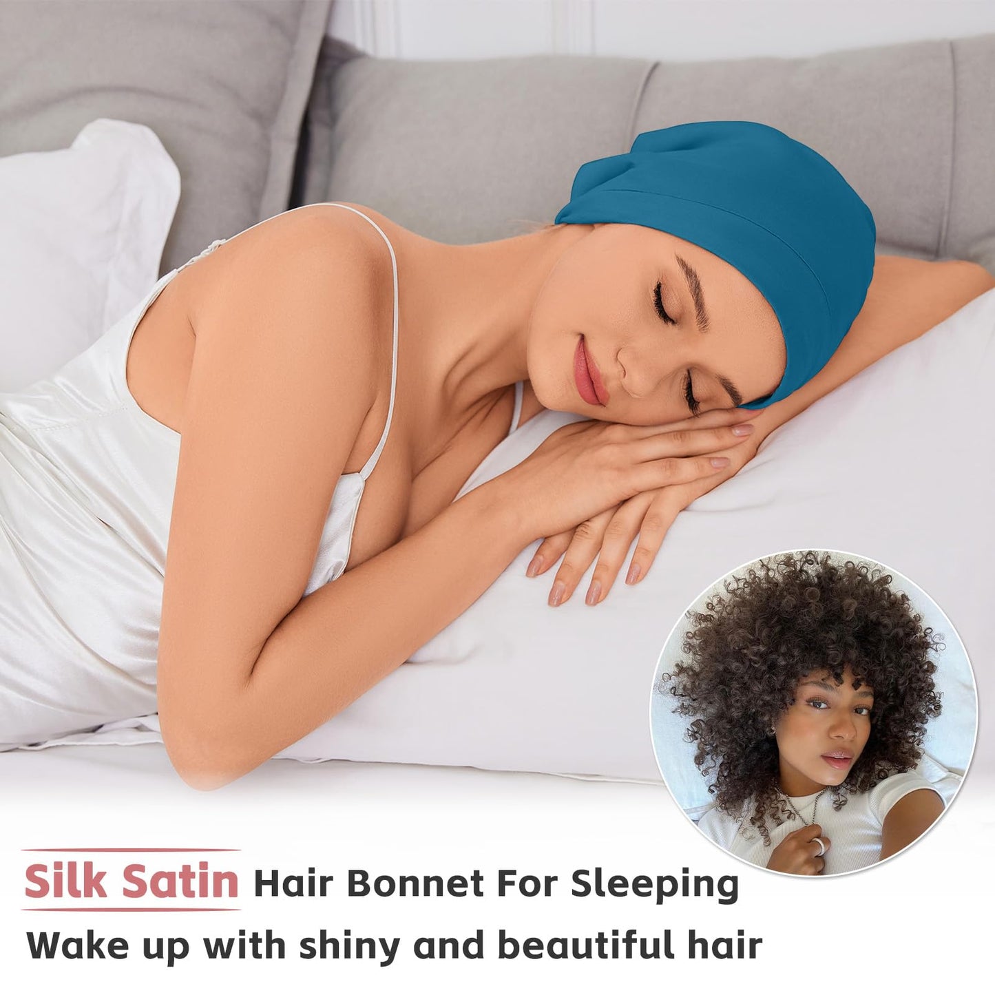 Silk Bonnet for Sleeping Women, Adjustable Silky Satin Lined Sleep Cap Beauty and Personal Care ZHENSILK