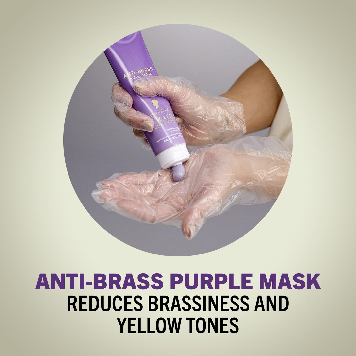 Schwarzkopf Keratin Blonde Anti-Brass Purple Mask, 5 fl oz, Helps Strengthen Hair, Bond Enforcing Care, Tones Brassiness & Yellow Tones, Adds