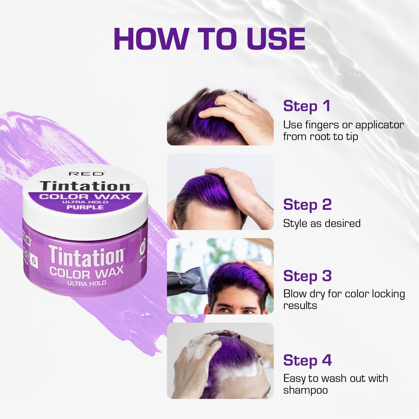 Red by Kiss Tintation Temporary Hair Color Wax - Vivid Instant Color, Ultra Hold, Water & Sweat Resistant, Curly Hair Safe, Non-Drying & Damage-Free