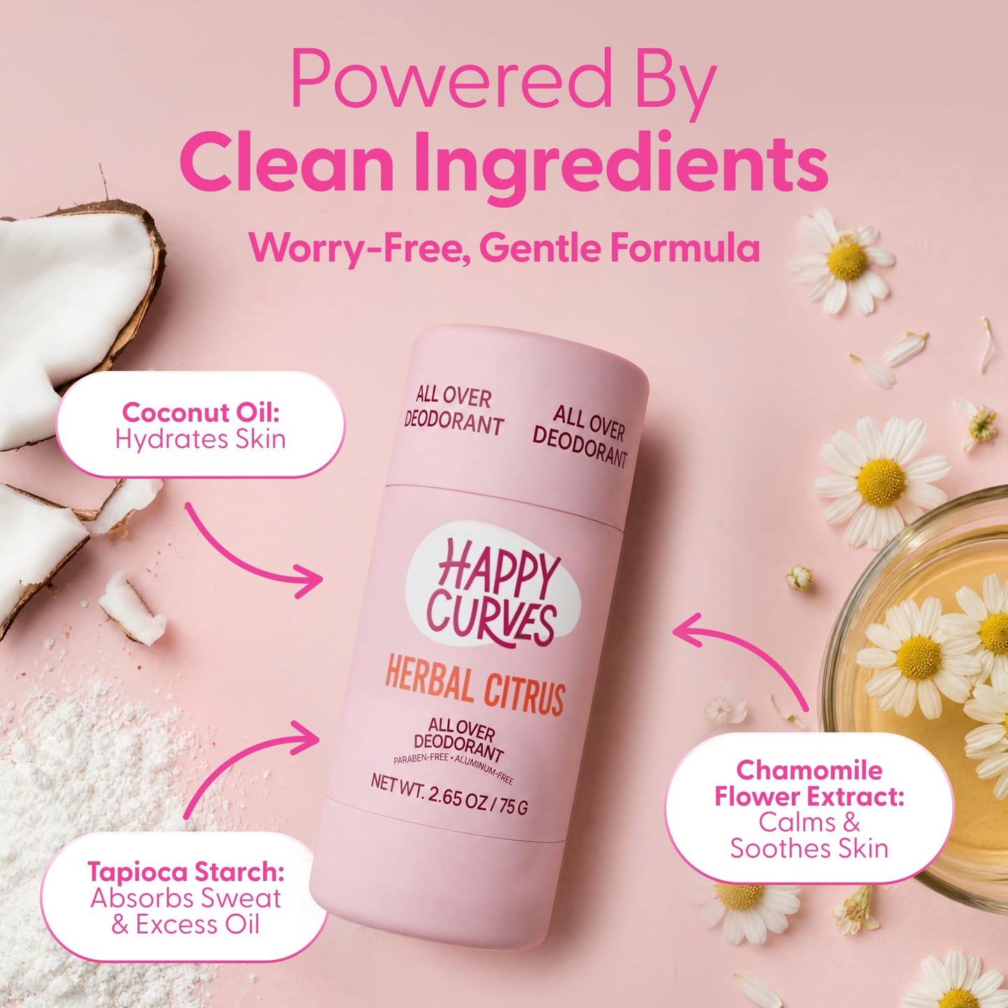 HAPPY CURVES All Over Whole Body Deodorant for Women - Aluminum-Free - Invisible All Day Layer of Full Body Protection for Long Lasting Odor Control Beauty and Personal Care HAPPY CURVES