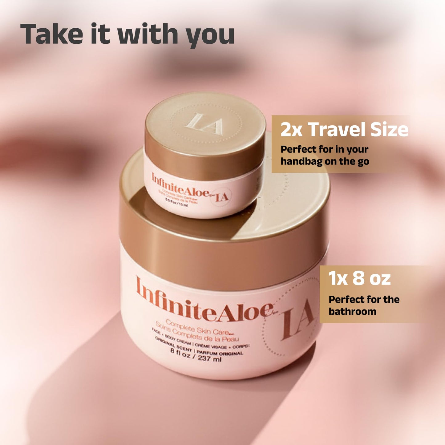 InfiniteAloe Complete Skin Care, Aloe Vera Powered Face and Body Cream for All Skin Types, Dry Skin Everyday Hero, Original Scent - Large Jar 8 oz & 2